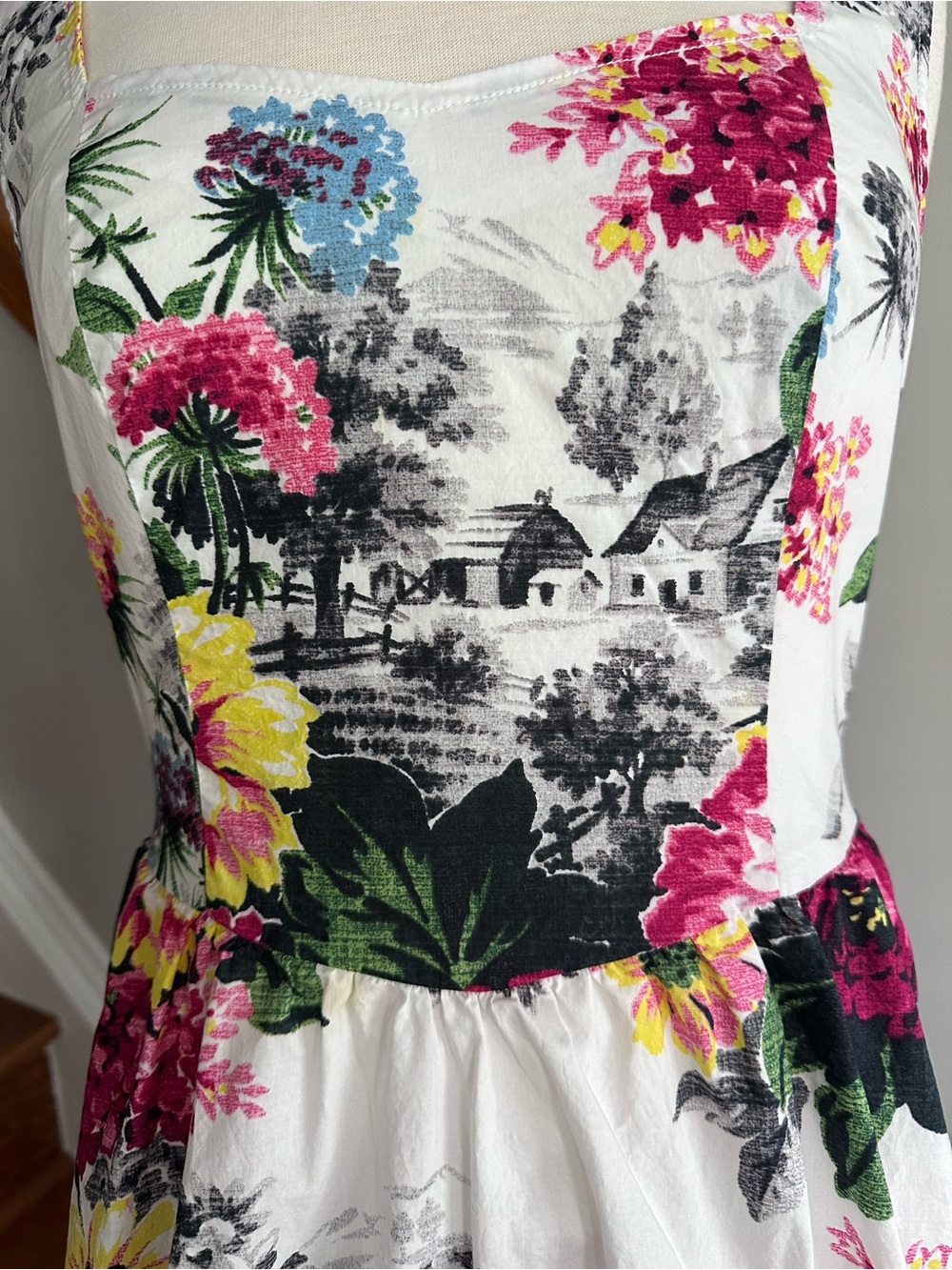 Anthropologie White Dress with Pink & Yellow Floral Print - Picture 2 of 12